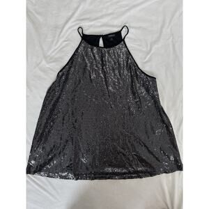 Torrid Black Silver Sequin Halter Plus Size 3 Sleeveless Tank Top